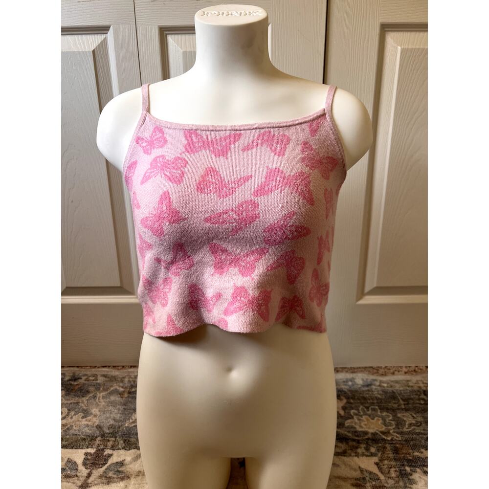 L.A. Hearts Y2K Tanktop Corset Back Pink Butterflies